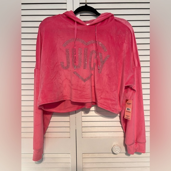 Juicy Couture Other - NWT XL - Juicy Hot Pink Velour Crop Hoddie